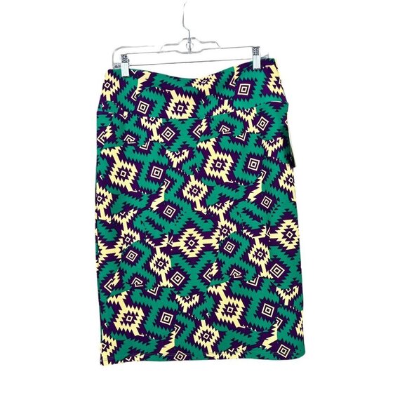 LuLaRoe Cassie Women's Textile Green, Yellow, & Purple Skirt - Picture 2 of 7